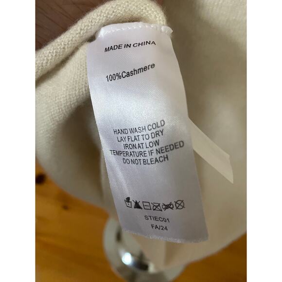 Quince Sweater Mongolian Cashmere Tee Shirt Short Sleeve Crew Neck Cream Size Sm - Picture 11 of 12